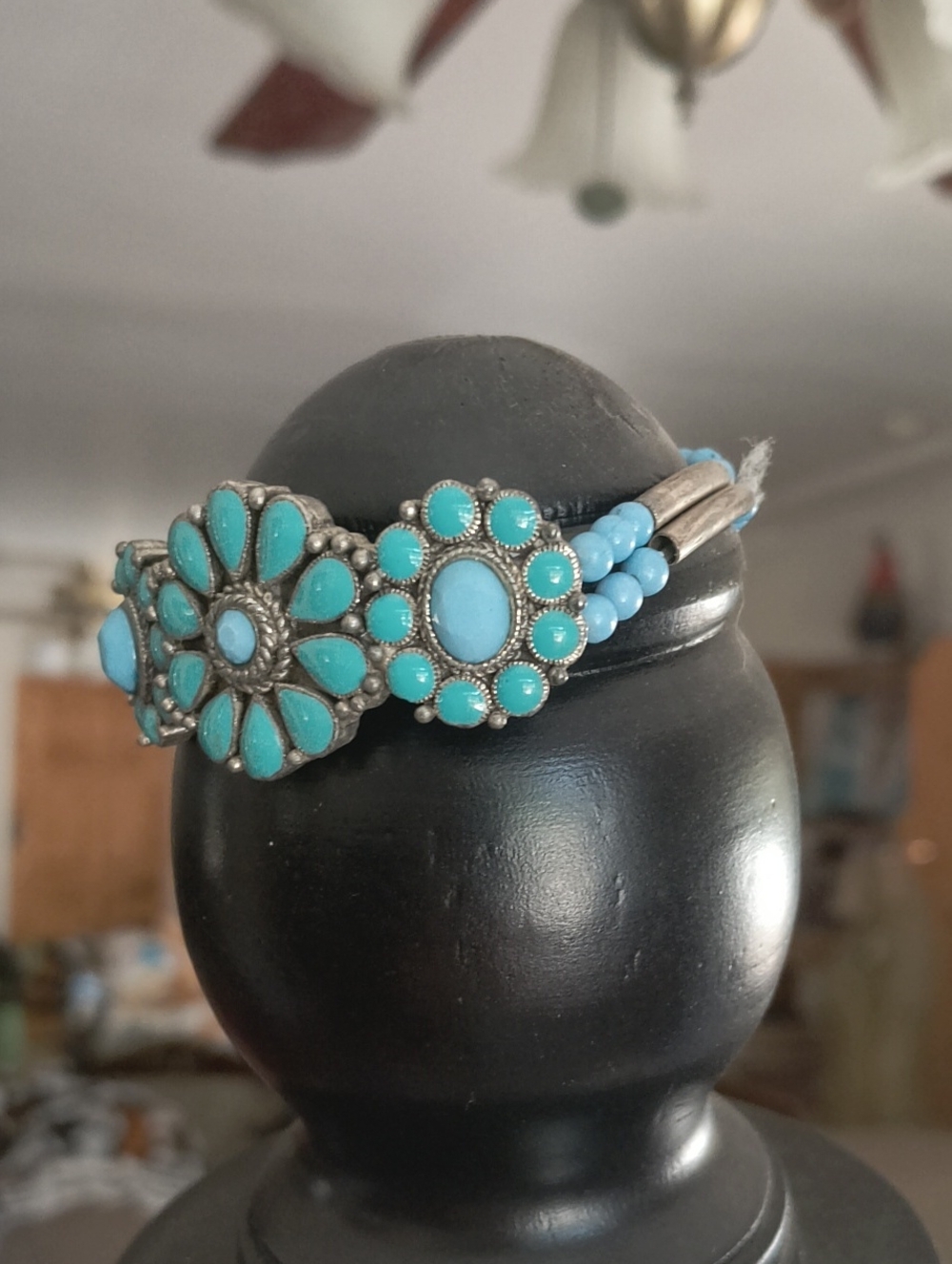 Clustered Turquoise Concho Cuff Bracelet